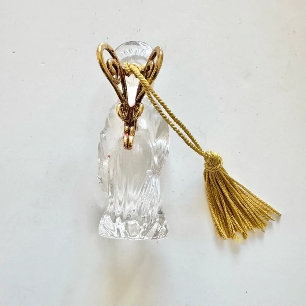 Gorham Crystal Antique Gold Angel Christmas Ornament With Box